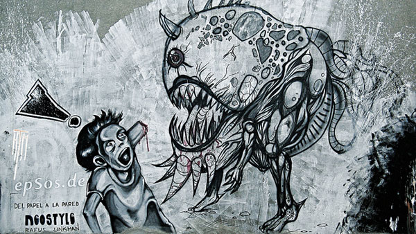 Graffiti Monster Eating Human
