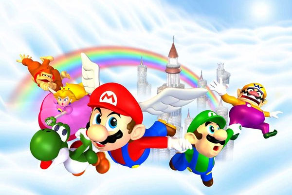 Mario Flying Over Rainbow