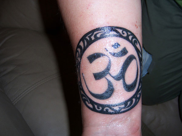 Om Ringed Tattoo