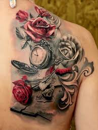 tatouage-rose-et-horloge