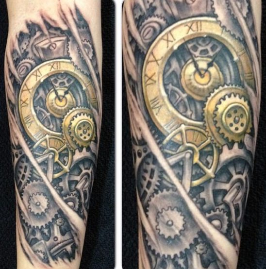 tatouage-horloge-or