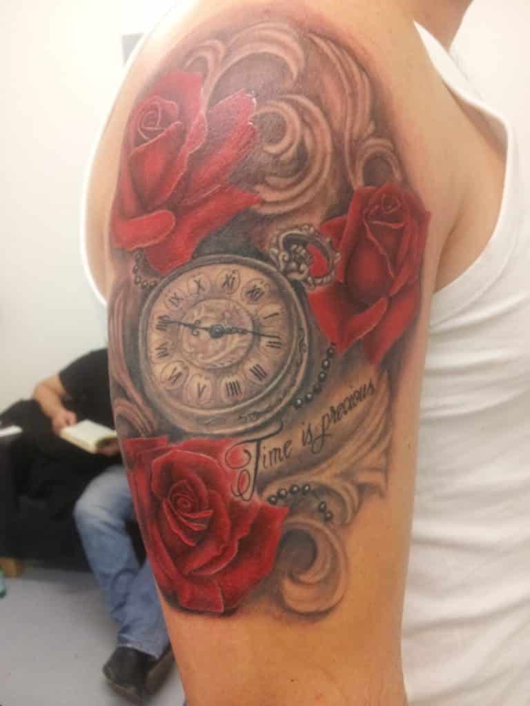 rose et horloge