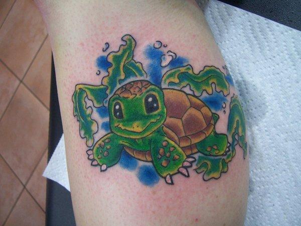 Tatouage Tortue Verte Cutie