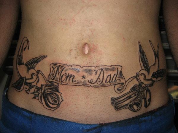 #tatouage maman et papa sur le ventre