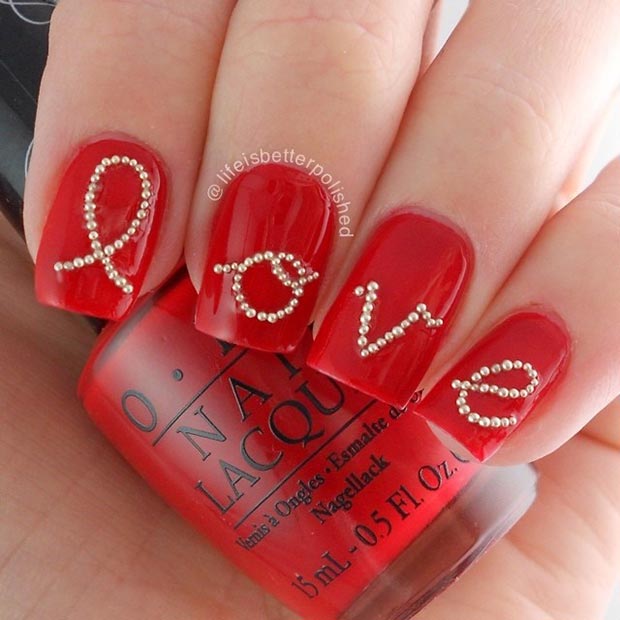 Ongles Rouges Amour Saint Valentin