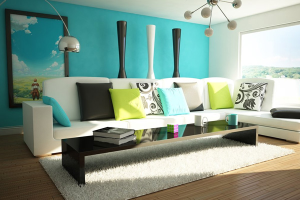 Σχέδιο χρώματος Aqua Living Room