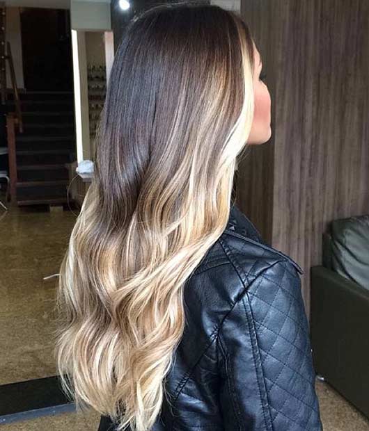 Balayage Blond Vanille Faits Saillants Sur Cheveux Longs