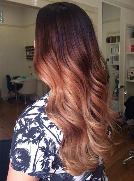 Cheveux de Balayage Cuivre Or Rose