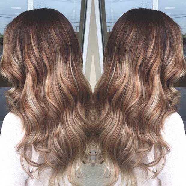 Balayage Blond Doux Faits Saillants Sur Les Cheveux Longs