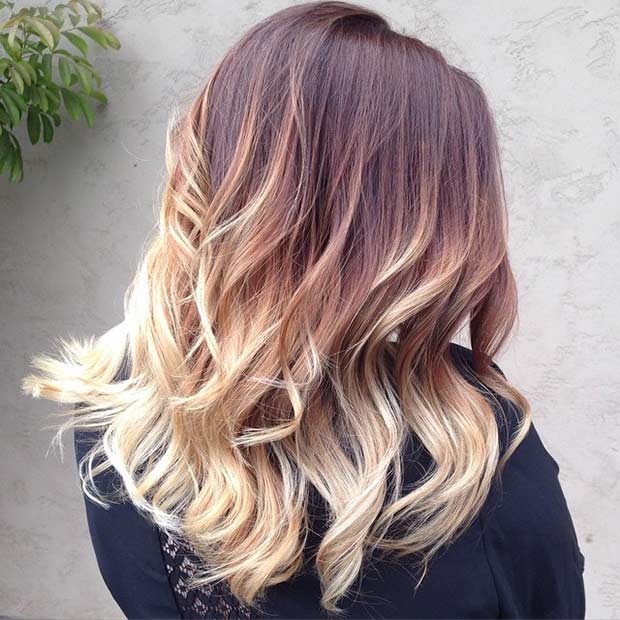 Auburn και ξανθά μαλλιά Balayage