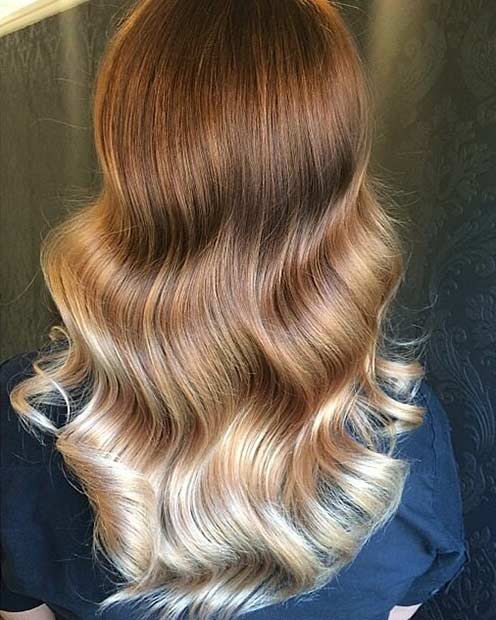 שיער Balayage מנחושת ובלונדינית