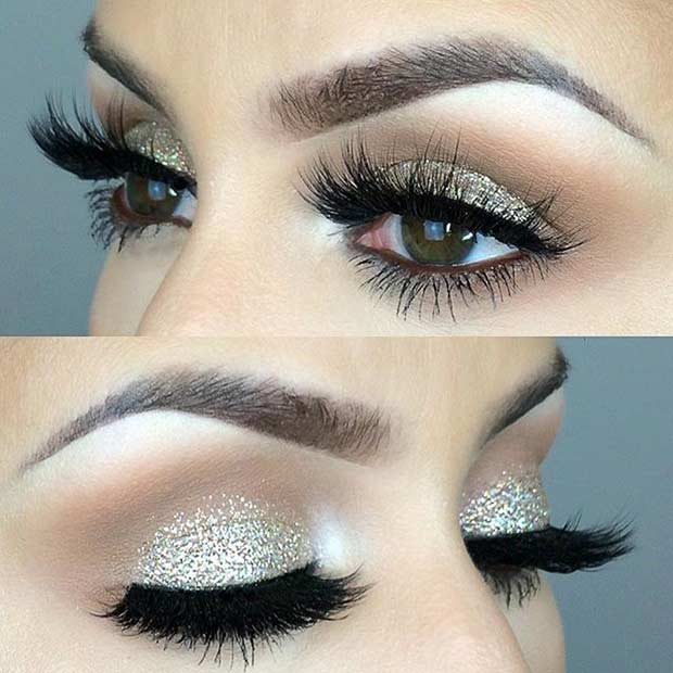 Maquillage pour les yeux de mariage brillant pour les mariées