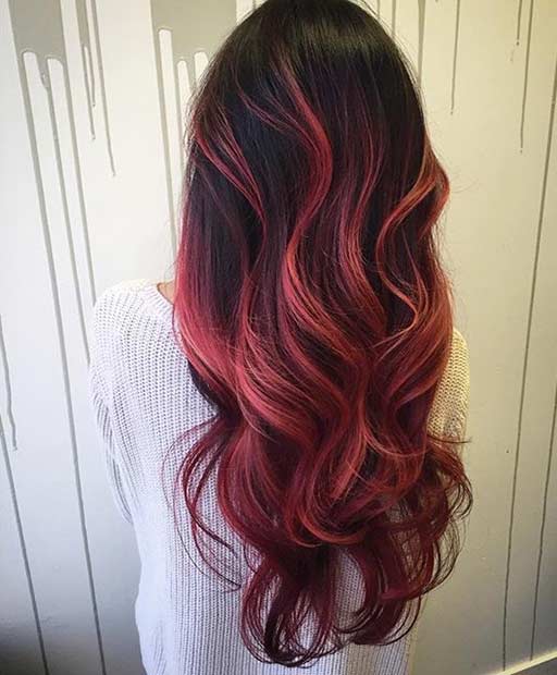 Cheveux Ombre Balayage Rouge
