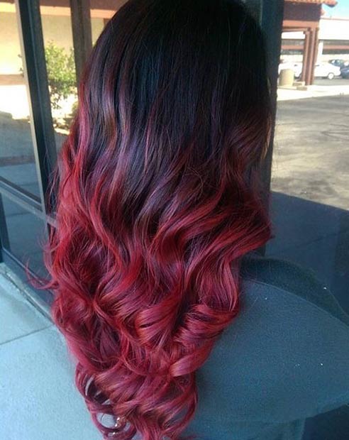 שיער אומברה כהה עד אדום