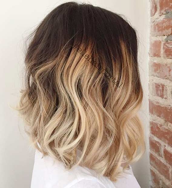 Blonde Ombre Μήκος ώμου Bob κούρεμα