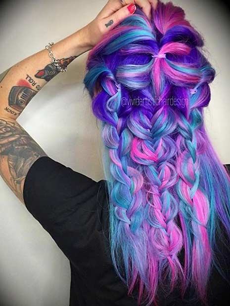 Ροζ, μπλε και μοβ μαλλιά