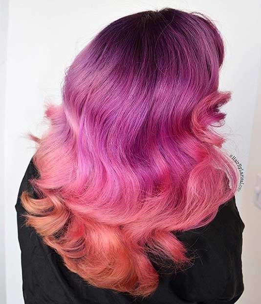 Ιδέα για ροζ και πορτοκαλί χρώμα μαλλιών