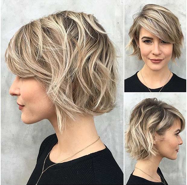 Ash Blonde Bob με Blonde Balayage Highlights