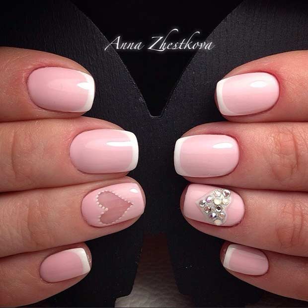 Ongles De Mariage Coeur Rose