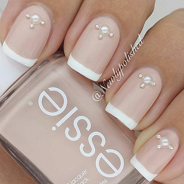 Nude French Tip Wedding Nail Design