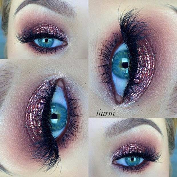 Rose Gold Smokey Eye Look for Blue Eyes