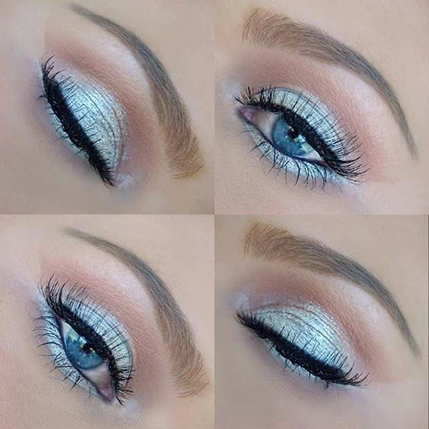 Maquillage pour les yeux métallisé argenté