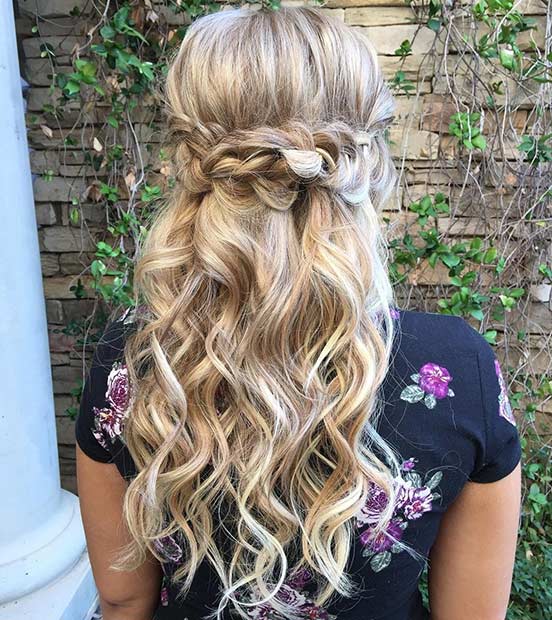 Long Curly Half Updo για παράνυμφοι