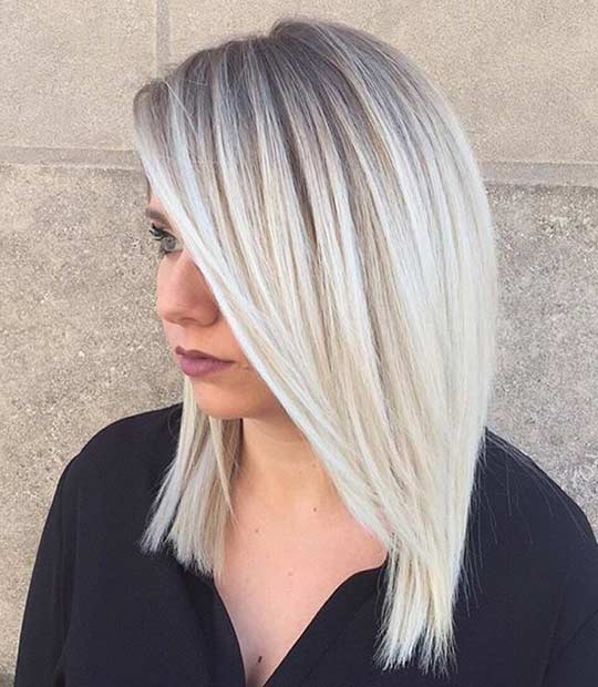 Ice Blonde Long Bob Hairstyle