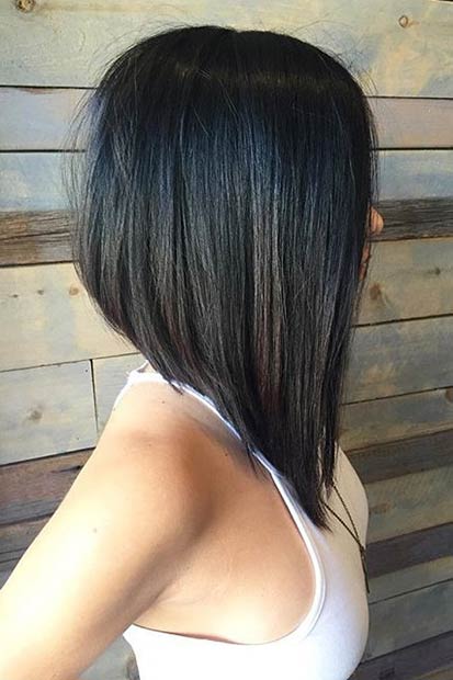 Coiffure Lob asymétrique noire