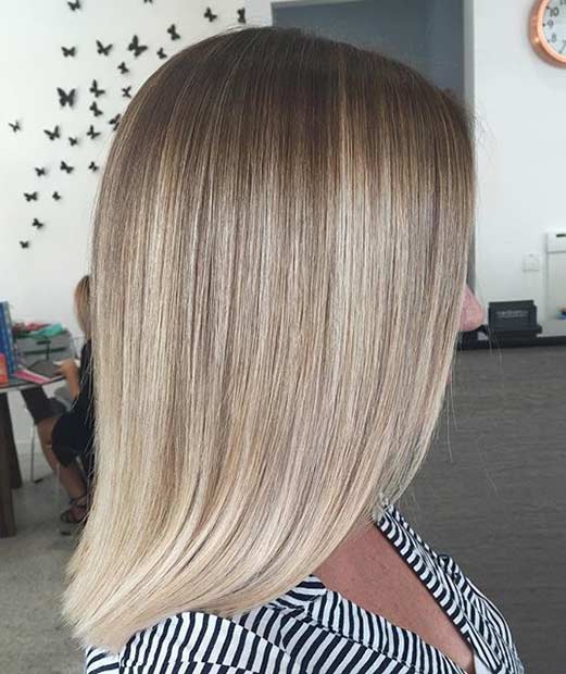 Coiffure Lob blonde douce et élégante