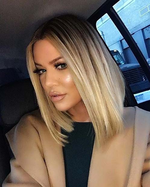 Ξανθιά ξανθιά Khloe Kardashian Long Bob Style