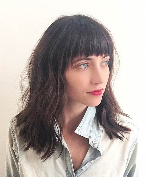 Layered Long Bob with Bangs