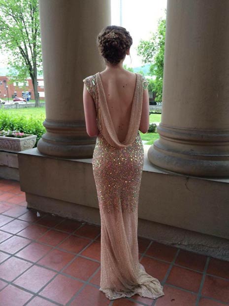 Vintage Sequin Backless Φόρεμα Prom