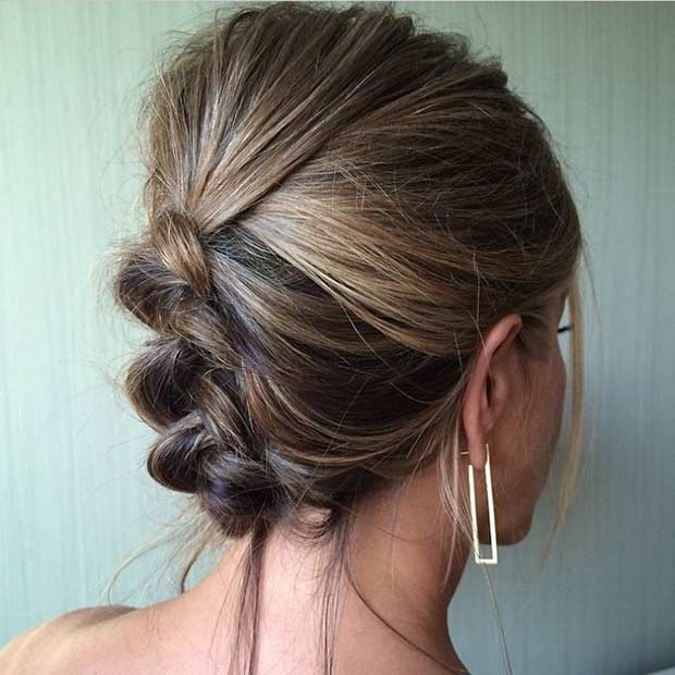 Simple Teased Braid Updo