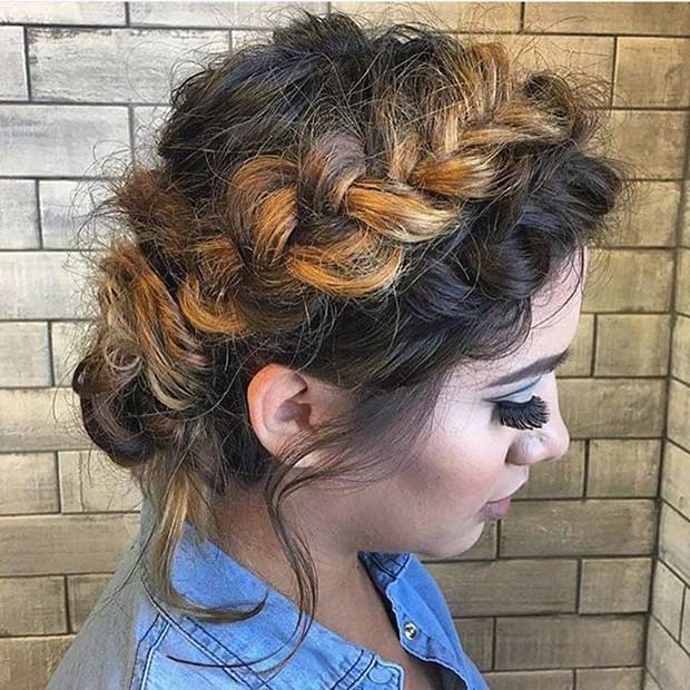 Messy Crown Braid Updo