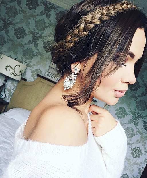 Cute Milkmaid Braid Updo for Prom