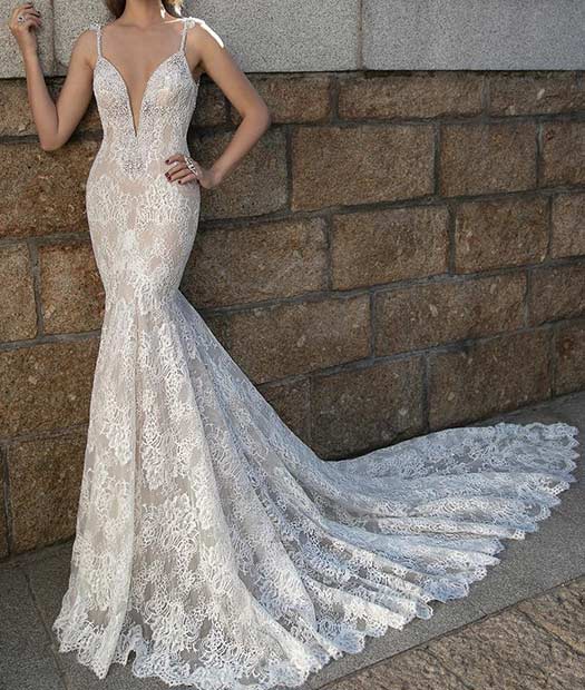 Robe de mariée sexy à col en V Berta