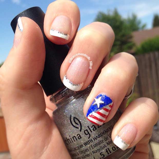 Γαλλικό Tip American Flag Accent Nail