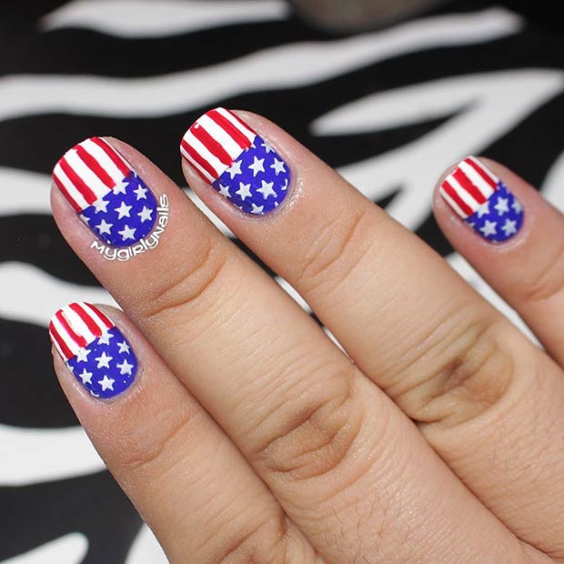 Idée d'art d'ongle de drapeau américain