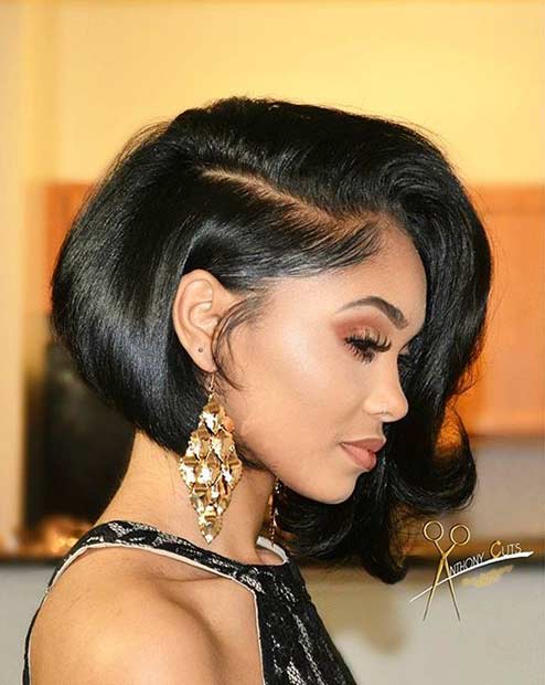 Coiffure courte asymétrique Bob pour les femmes noires