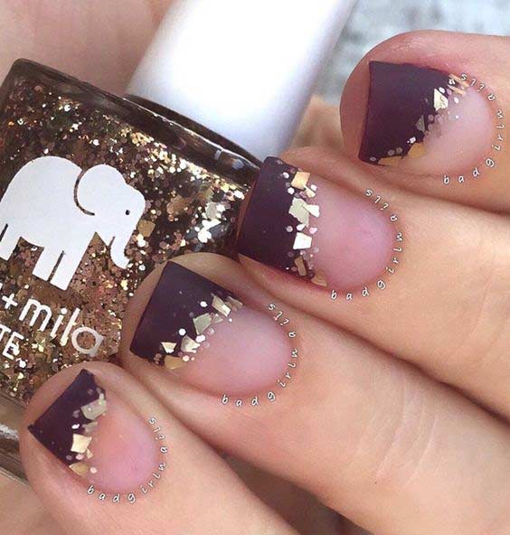 Ματ και χρυσό Glitter Nail Art Design για διακοπές