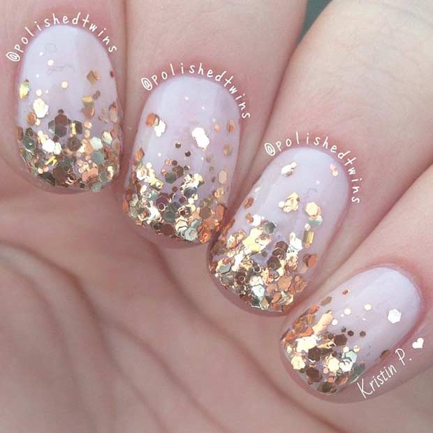 Gold Glitter Ombre Nail Design