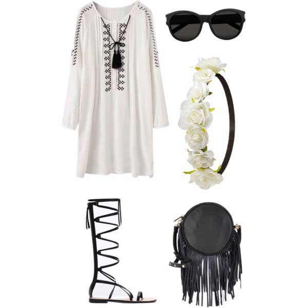 Gladiator Sandals White Dress Coachella Outfit