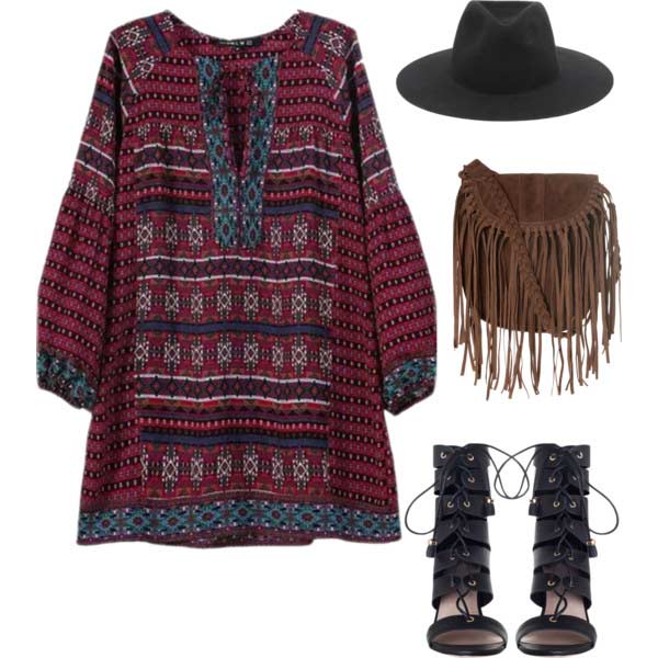 Boho Dress Fringe Bag Coachella Outfit