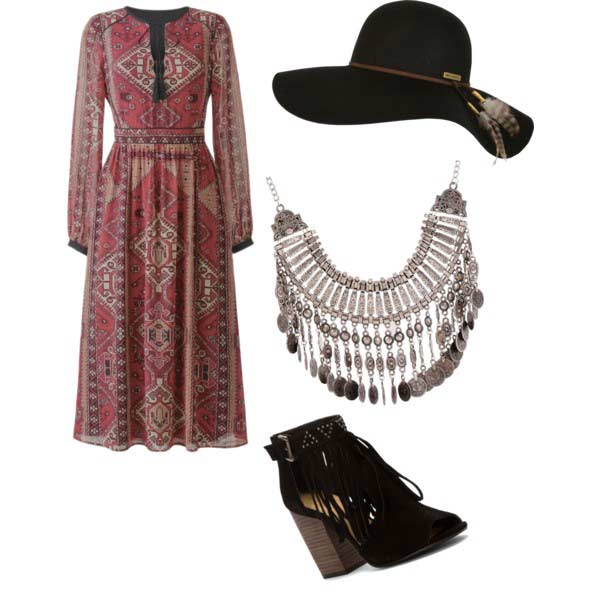 Boho Maxi Dress Coin κολιέ Coachella