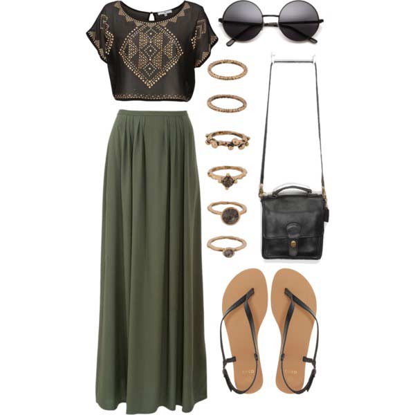 Crop Top Maxi Jupe Coachella Outfit Idea