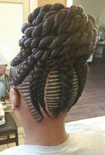 Updo עם Cornrows ופיתולי חבלים