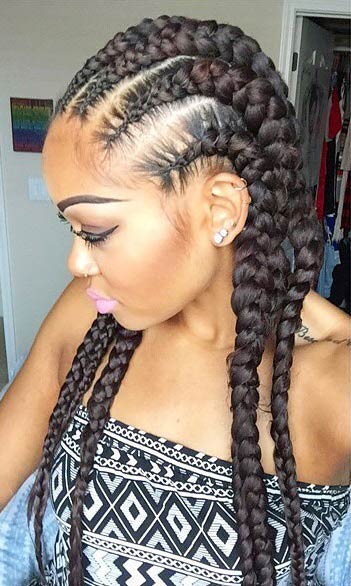 Big Cornrow Hairstyle για μαύρα μαλλιά