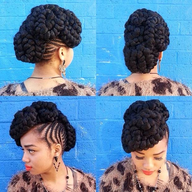 Cornrows et Big Braids Updo