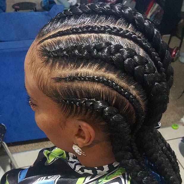 Combo grand et petit cornrow